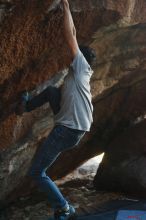 Bouldering in Hueco Tanks on 12/01/2018 with Blue Lizard Climbing and Yoga
Filename: SRM_20181201_1052230.jpg
Aperture: f/2.8
Shutter Speed: 1/250
Body: Canon EOS-1D Mark II
Lens: Canon EF 50mm f/1.8 II