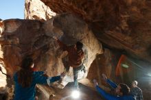Bouldering in Hueco Tanks on 12/01/2018 with Blue Lizard Climbing and Yoga
Filename: SRM_20181201_1617280.jpg
Aperture: f/8.0
Shutter Speed: 1/250
Body: Canon EOS-1D Mark II
Lens: Canon EF 16-35mm f/2.8 L