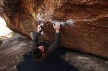 Bouldering in Hueco Tanks on 12/14/2018 with Blue Lizard Climbing and Yoga

Filename: SRM_20181214_1546260.jpg
Aperture: f/5.0
Shutter Speed: 1/250
Body: Canon EOS-1D Mark II
Lens: Canon EF 16-35mm f/2.8 L