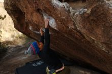 Bouldering in Hueco Tanks on 12/14/2018 with Blue Lizard Climbing and Yoga
Filename: SRM_20181214_1605022.jpg
Aperture: f/4.0
Shutter Speed: 1/250
Body: Canon EOS-1D Mark II
Lens: Canon EF 50mm f/1.8 II