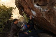 Bouldering in Hueco Tanks on 12/14/2018 with Blue Lizard Climbing and Yoga
Filename: SRM_20181214_1607430.jpg
Aperture: f/4.5
Shutter Speed: 1/250
Body: Canon EOS-1D Mark II
Lens: Canon EF 50mm f/1.8 II