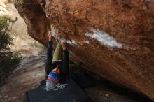 Bouldering in Hueco Tanks on 12/14/2018 with Blue Lizard Climbing and Yoga
Filename: SRM_20181214_1657260.jpg
Aperture: f/5.0
Shutter Speed: 1/250
Body: Canon EOS-1D Mark II
Lens: Canon EF 16-35mm f/2.8 L
