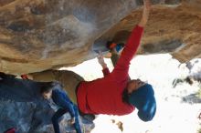 Bouldering in Hueco Tanks on 12/31/2018 with Blue Lizard Climbing and Yoga

Filename: SRM_20181231_1520150.jpg
Aperture: f/4.0
Shutter Speed: 1/250
Body: Canon EOS-1D Mark II
Lens: Canon EF 50mm f/1.8 II