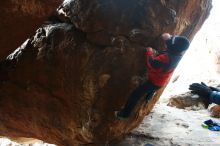 Bouldering in Hueco Tanks on 01/02/2019 with Blue Lizard Climbing and Yoga
Filename: SRM_20190102_1559250.jpg
Aperture: f/4.5
Shutter Speed: 1/250
Body: Canon EOS-1D Mark II
Lens: Canon EF 16-35mm f/2.8 L