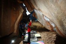 Bouldering in Hueco Tanks on 01/01/2019 with Blue Lizard Climbing and Yoga
Filename: SRM_20190101_1211110.jpg
Aperture: f/9.0
Shutter Speed: 1/250
Body: Canon EOS-1D Mark II
Lens: Canon EF 16-35mm f/2.8 L