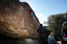 Bouldering in Hueco Tanks on 01/01/2019 with Blue Lizard Climbing and Yoga
Filename: SRM_20190101_1224560.jpg
Aperture: f/7.1
Shutter Speed: 1/250
Body: Canon EOS-1D Mark II
Lens: Canon EF 16-35mm f/2.8 L