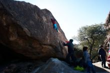 Bouldering in Hueco Tanks on 01/01/2019 with Blue Lizard Climbing and Yoga
Filename: SRM_20190101_1225080.jpg
Aperture: f/7.1
Shutter Speed: 1/250
Body: Canon EOS-1D Mark II
Lens: Canon EF 16-35mm f/2.8 L