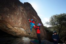 Bouldering in Hueco Tanks on 01/01/2019 with Blue Lizard Climbing and Yoga
Filename: SRM_20190101_1228160.jpg
Aperture: f/7.1
Shutter Speed: 1/250
Body: Canon EOS-1D Mark II
Lens: Canon EF 16-35mm f/2.8 L