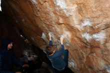 Bouldering in Hueco Tanks on 12/28/2018 with Blue Lizard Climbing and Yoga
Filename: SRM_20181228_1052560.jpg
Aperture: f/8.0
Shutter Speed: 1/250
Body: Canon EOS-1D Mark II
Lens: Canon EF 16-35mm f/2.8 L