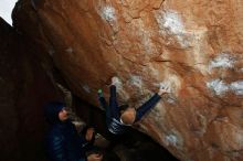 Bouldering in Hueco Tanks on 12/28/2018 with Blue Lizard Climbing and Yoga
Filename: SRM_20181228_1110530.jpg
Aperture: f/8.0
Shutter Speed: 1/250
Body: Canon EOS-1D Mark II
Lens: Canon EF 16-35mm f/2.8 L