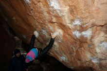 Bouldering in Hueco Tanks on 12/28/2018 with Blue Lizard Climbing and Yoga
Filename: SRM_20181228_1119580.jpg
Aperture: f/8.0
Shutter Speed: 1/250
Body: Canon EOS-1D Mark II
Lens: Canon EF 16-35mm f/2.8 L