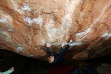 Bouldering in Hueco Tanks on 12/28/2018 with Blue Lizard Climbing and Yoga
Filename: SRM_20181228_1153340.jpg
Aperture: f/8.0
Shutter Speed: 1/250
Body: Canon EOS-1D Mark II
Lens: Canon EF 16-35mm f/2.8 L