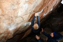 Bouldering in Hueco Tanks on 12/28/2018 with Blue Lizard Climbing and Yoga
Filename: SRM_20181228_1157350.jpg
Aperture: f/8.0
Shutter Speed: 1/250
Body: Canon EOS-1D Mark II
Lens: Canon EF 16-35mm f/2.8 L
