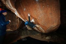 Bouldering in Hueco Tanks on 12/28/2018 with Blue Lizard Climbing and Yoga
Filename: SRM_20181228_1410440.jpg
Aperture: f/8.0
Shutter Speed: 1/250
Body: Canon EOS-1D Mark II
Lens: Canon EF 16-35mm f/2.8 L