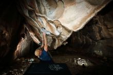 Bouldering in Hueco Tanks on 01/12/2019 with Blue Lizard Climbing and Yoga
Filename: SRM_20190112_1520280.jpg
Aperture: f/8.0
Shutter Speed: 1/250
Body: Canon EOS-1D Mark II
Lens: Canon EF 16-35mm f/2.8 L