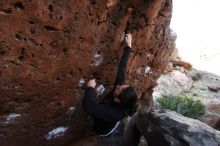 Bouldering in Hueco Tanks on 01/14/2019 with Blue Lizard Climbing and Yoga
Filename: SRM_20190114_1051250.jpg
Aperture: f/5.6
Shutter Speed: 1/200
Body: Canon EOS-1D Mark II
Lens: Canon EF 16-35mm f/2.8 L