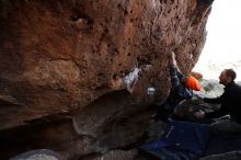 Bouldering in Hueco Tanks on 01/14/2019 with Blue Lizard Climbing and Yoga
Filename: SRM_20190114_1023130.jpg
Aperture: f/7.1
Shutter Speed: 1/160
Body: Canon EOS-1D Mark II
Lens: Canon EF 16-35mm f/2.8 L
