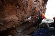 Bouldering in Hueco Tanks on 01/14/2019 with Blue Lizard Climbing and Yoga
Filename: SRM_20190114_1023220.jpg
Aperture: f/5.6
Shutter Speed: 1/160
Body: Canon EOS-1D Mark II
Lens: Canon EF 16-35mm f/2.8 L