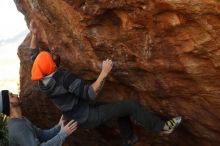 Bouldering in Hueco Tanks on 01/14/2019 with Blue Lizard Climbing and Yoga
Filename: SRM_20190114_1132000.jpg
Aperture: f/4.0
Shutter Speed: 1/250
Body: Canon EOS-1D Mark II
Lens: Canon EF 50mm f/1.8 II