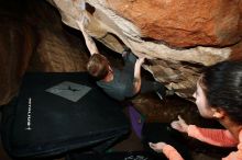 Bouldering in Hueco Tanks on 01/14/2019 with Blue Lizard Climbing and Yoga
Filename: SRM_20190114_1258290.jpg
Aperture: f/8.0
Shutter Speed: 1/250
Body: Canon EOS-1D Mark II
Lens: Canon EF 16-35mm f/2.8 L