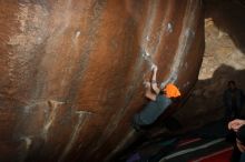 Bouldering in Hueco Tanks on 01/14/2019 with Blue Lizard Climbing and Yoga
Filename: SRM_20190114_1546420.jpg
Aperture: f/5.6
Shutter Speed: 1/250
Body: Canon EOS-1D Mark II
Lens: Canon EF 16-35mm f/2.8 L