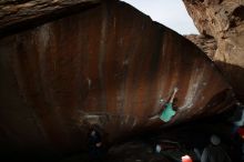Bouldering in Hueco Tanks on 01/14/2019 with Blue Lizard Climbing and Yoga
Filename: SRM_20190114_1553500.jpg
Aperture: f/5.6
Shutter Speed: 1/250
Body: Canon EOS-1D Mark II
Lens: Canon EF 16-35mm f/2.8 L