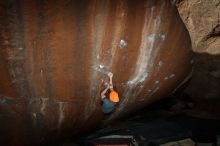 Bouldering in Hueco Tanks on 01/14/2019 with Blue Lizard Climbing and Yoga
Filename: SRM_20190114_1558470.jpg
Aperture: f/5.6
Shutter Speed: 1/250
Body: Canon EOS-1D Mark II
Lens: Canon EF 16-35mm f/2.8 L
