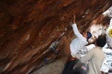 Bouldering in Hueco Tanks on 01/18/2019 with Blue Lizard Climbing and Yoga
Filename: SRM_20190118_1609110.jpg
Aperture: f/2.2
Shutter Speed: 1/100
Body: Canon EOS-1D Mark II
Lens: Canon EF 50mm f/1.8 II