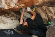 Bouldering in Hueco Tanks on 01/21/2019 with Blue Lizard Climbing and Yoga
Filename: SRM_20190121_1348370.jpg
Aperture: f/5.0
Shutter Speed: 1/250
Body: Canon EOS-1D Mark II
Lens: Canon EF 50mm f/1.8 II