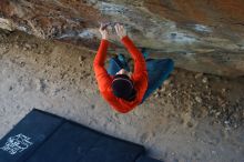Bouldering in Hueco Tanks on 01/26/2019 with Blue Lizard Climbing and Yoga
Filename: SRM_20190126_1332580.jpg
Aperture: f/2.8
Shutter Speed: 1/250
Body: Canon EOS-1D Mark II
Lens: Canon EF 50mm f/1.8 II