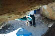 Bouldering in Hueco Tanks on 01/26/2019 with Blue Lizard Climbing and Yoga
Filename: SRM_20190126_1334280.jpg
Aperture: f/4.0
Shutter Speed: 1/250
Body: Canon EOS-1D Mark II
Lens: Canon EF 50mm f/1.8 II