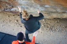Bouldering in Hueco Tanks on 01/26/2019 with Blue Lizard Climbing and Yoga
Filename: SRM_20190126_1334450.jpg
Aperture: f/1.8
Shutter Speed: 1/200
Body: Canon EOS-1D Mark II
Lens: Canon EF 50mm f/1.8 II