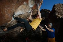 Bouldering in Hueco Tanks on 01/26/2019 with Blue Lizard Climbing and Yoga
Filename: SRM_20190126_1659410.jpg
Aperture: f/6.3
Shutter Speed: 1/250
Body: Canon EOS-1D Mark II
Lens: Canon EF 16-35mm f/2.8 L