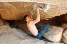 Bouldering in Hueco Tanks on 01/27/2019 with Blue Lizard Climbing and Yoga

Filename: SRM_20190127_1044110.jpg
Aperture: f/4.5
Shutter Speed: 1/250
Body: Canon EOS-1D Mark II
Lens: Canon EF 16-35mm f/2.8 L
