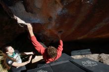 Bouldering in Hueco Tanks on 02/03/2019 with Blue Lizard Climbing and Yoga
Filename: SRM_20190203_1417120.jpg
Aperture: f/6.3
Shutter Speed: 1/250
Body: Canon EOS-1D Mark II
Lens: Canon EF 16-35mm f/2.8 L