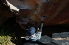 Bouldering in Hueco Tanks on 02/03/2019 with Blue Lizard Climbing and Yoga
Filename: SRM_20190203_1421280.jpg
Aperture: f/6.3
Shutter Speed: 1/250
Body: Canon EOS-1D Mark II
Lens: Canon EF 16-35mm f/2.8 L