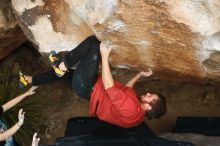 Bouldering in Hueco Tanks on 02/03/2019 with Blue Lizard Climbing and Yoga
Filename: SRM_20190203_1501450.jpg
Aperture: f/4.0
Shutter Speed: 1/640
Body: Canon EOS-1D Mark II
Lens: Canon EF 50mm f/1.8 II