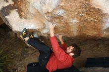 Bouldering in Hueco Tanks on 02/03/2019 with Blue Lizard Climbing and Yoga
Filename: SRM_20190203_1505190.jpg
Aperture: f/4.0
Shutter Speed: 1/640
Body: Canon EOS-1D Mark II
Lens: Canon EF 50mm f/1.8 II