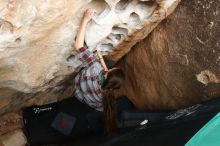 Bouldering in Hueco Tanks on 02/03/2019 with Blue Lizard Climbing and Yoga
Filename: SRM_20190203_1551200.jpg
Aperture: f/5.0
Shutter Speed: 1/320
Body: Canon EOS-1D Mark II
Lens: Canon EF 16-35mm f/2.8 L