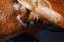 Bouldering in Hueco Tanks on 02/17/2019 with Blue Lizard Climbing and Yoga
Filename: SRM_20190217_1204480.jpg
Aperture: f/4.5
Shutter Speed: 1/250
Body: Canon EOS-1D Mark II
Lens: Canon EF 16-35mm f/2.8 L