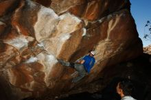 Bouldering in Hueco Tanks on 02/17/2019 with Blue Lizard Climbing and Yoga
Filename: SRM_20190217_1527210.jpg
Aperture: f/8.0
Shutter Speed: 1/250
Body: Canon EOS-1D Mark II
Lens: Canon EF 16-35mm f/2.8 L