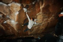 Bouldering in Hueco Tanks on 02/17/2019 with Blue Lizard Climbing and Yoga
Filename: SRM_20190217_1534390.jpg
Aperture: f/8.0
Shutter Speed: 1/250
Body: Canon EOS-1D Mark II
Lens: Canon EF 16-35mm f/2.8 L