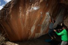 Bouldering in Hueco Tanks on 02/22/2019 with Blue Lizard Climbing and Yoga
Filename: SRM_20190222_1347260.jpg
Aperture: f/7.1
Shutter Speed: 1/250
Body: Canon EOS-1D Mark II
Lens: Canon EF 16-35mm f/2.8 L