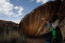 Bouldering in Hueco Tanks on 02/22/2019 with Blue Lizard Climbing and Yoga
Filename: SRM_20190222_1423320.jpg
Aperture: f/7.1
Shutter Speed: 1/320
Body: Canon EOS-1D Mark II
Lens: Canon EF 16-35mm f/2.8 L