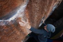 Bouldering in Hueco Tanks on 03/01/2019 with Blue Lizard Climbing and Yoga
Filename: SRM_20190301_1134510.jpg
Aperture: f/5.6
Shutter Speed: 1/320
Body: Canon EOS-1D Mark II
Lens: Canon EF 16-35mm f/2.8 L