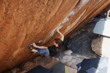 Bouldering in Hueco Tanks on 03/01/2019 with Blue Lizard Climbing and Yoga
Filename: SRM_20190301_1540570.jpg
Aperture: f/5.6
Shutter Speed: 1/160
Body: Canon EOS-1D Mark II
Lens: Canon EF 16-35mm f/2.8 L