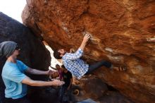 Bouldering in Hueco Tanks on 03/01/2019 with Blue Lizard Climbing and Yoga
Filename: SRM_20190301_1646320.jpg
Aperture: f/5.6
Shutter Speed: 1/320
Body: Canon EOS-1D Mark II
Lens: Canon EF 16-35mm f/2.8 L
