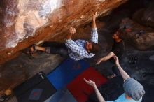 Bouldering in Hueco Tanks on 03/01/2019 with Blue Lizard Climbing and Yoga
Filename: SRM_20190301_1726461.jpg
Aperture: f/5.0
Shutter Speed: 1/250
Body: Canon EOS-1D Mark II
Lens: Canon EF 16-35mm f/2.8 L