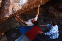 Bouldering in Hueco Tanks on 03/01/2019 with Blue Lizard Climbing and Yoga
Filename: SRM_20190301_1730260.jpg
Aperture: f/5.0
Shutter Speed: 1/320
Body: Canon EOS-1D Mark II
Lens: Canon EF 16-35mm f/2.8 L