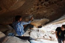 Bouldering in Hueco Tanks on 03/02/2019 with Blue Lizard Climbing and Yoga
Filename: SRM_20190302_1036210.jpg
Aperture: f/5.6
Shutter Speed: 1/200
Body: Canon EOS-1D Mark II
Lens: Canon EF 16-35mm f/2.8 L